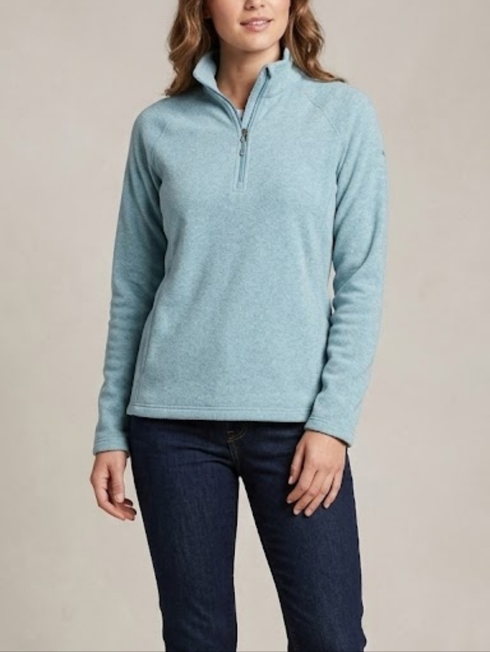 Eddie Bauer Women's Soft Blue Quarter-Zip Pullover Fleece Sweater Size S Pastel